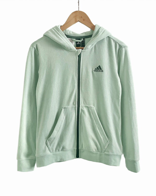 קפוצ'ון קטיפה Adidas ירוק עם לוגו לילדות