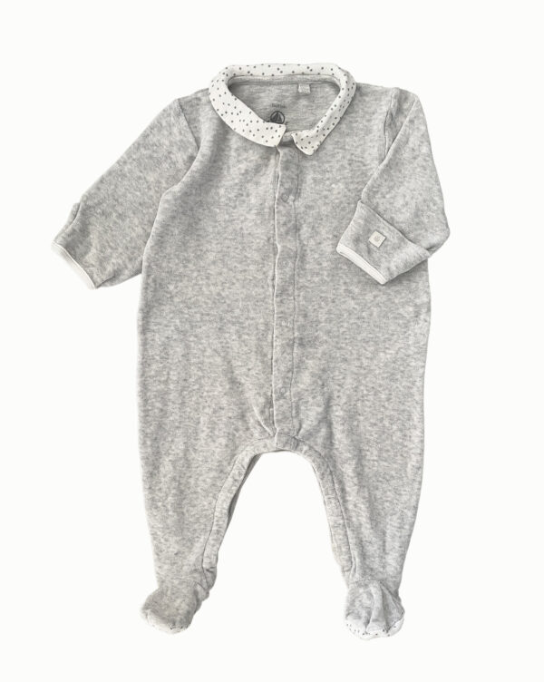 אוברול קטיפה אפור לתינוקות Petit Bateau