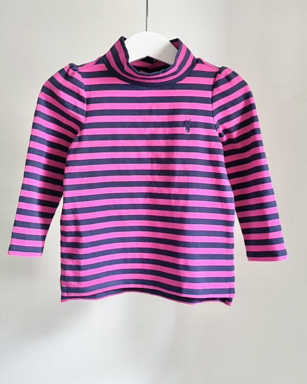 חולצת פסים חצי גולף לילדות Ralph Lauren
