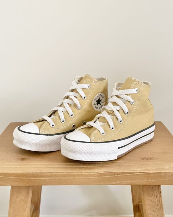 אולסטאר גבוהות פלטפורמה צהוב לילדות Converse
