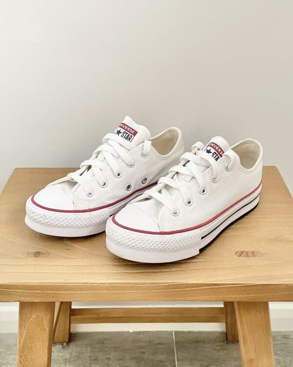 אולסטאר פלטפורמה נמוכות לבן לילדים Converse
