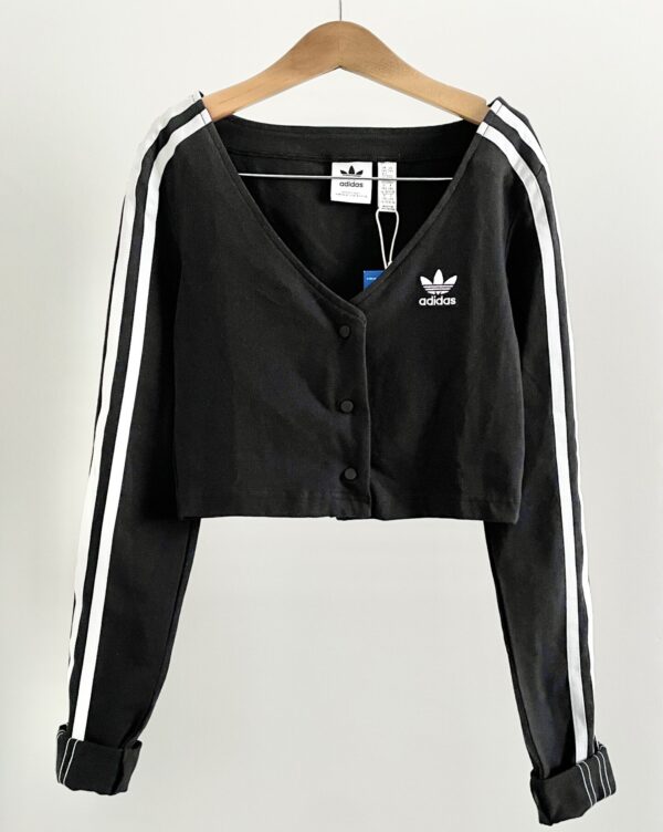 עליונית דקה שחורה קרופ לילדות Adidas