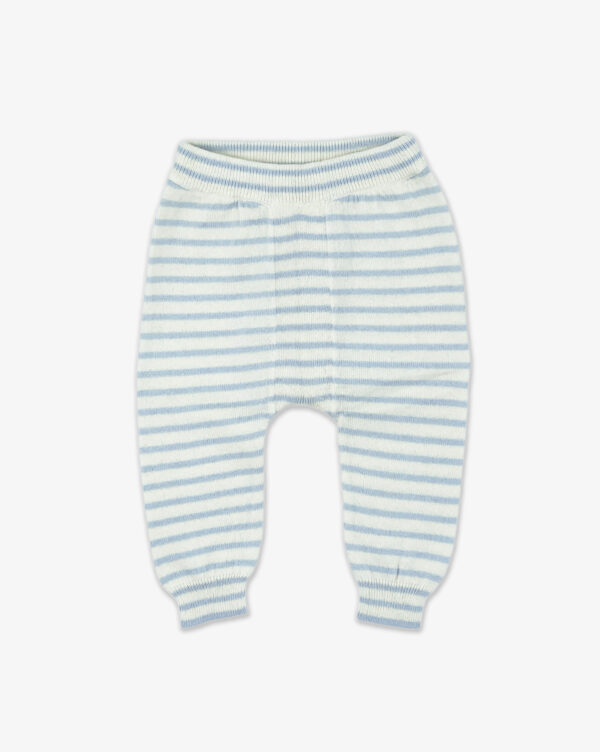 מכנסי סריג פסים תכלת לתינוקות Purebaby