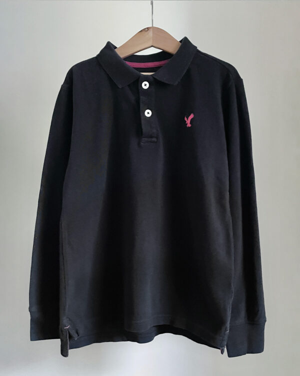 חולצת פולו ארוכה שחורה לילדים American Eagle