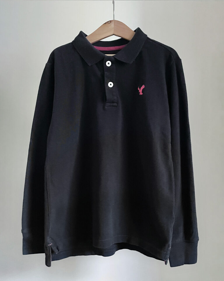 חולצת פולו ארוכה שחורה לילדים American Eagle