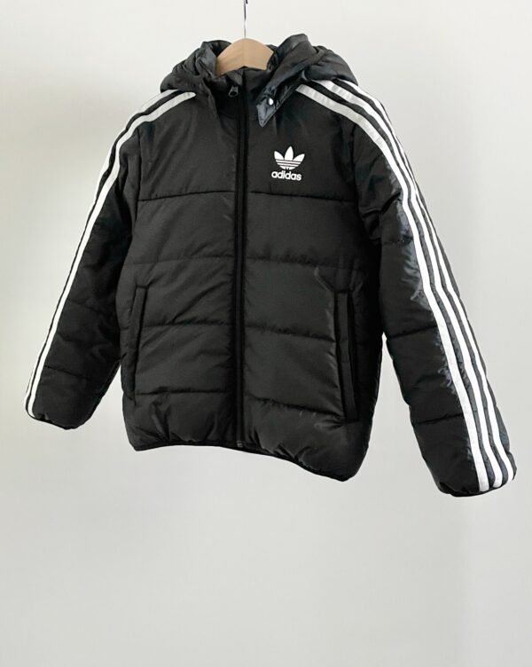 מעיל מרופד שחור עם 3 פסים לילדים Adidas