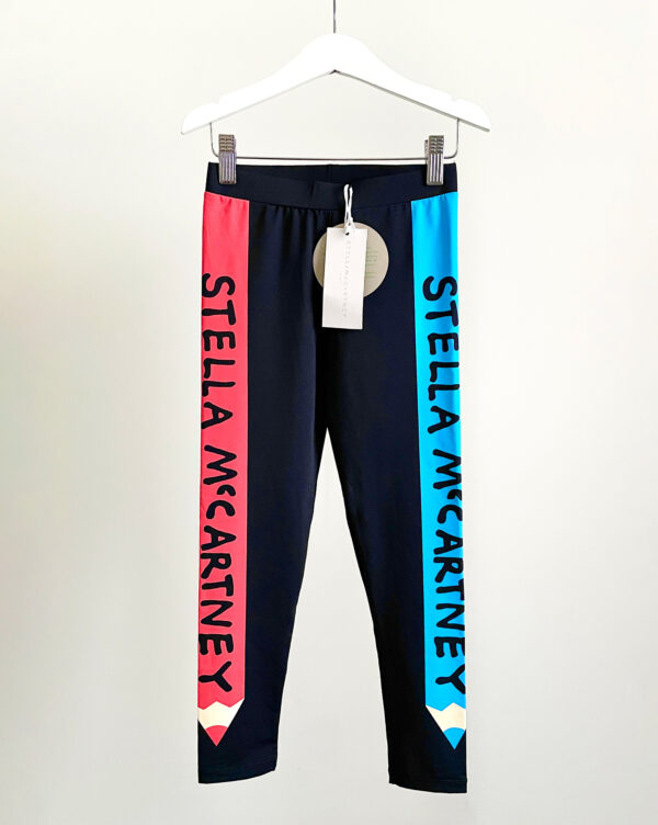 טייץ מותג ארוך שחור עם הדפס בצדדים לילדות Stella McCartney