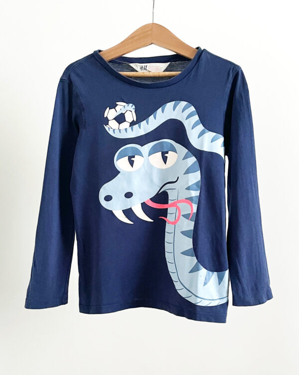 חולצה כחולה ארוכה עם דרקון לילדים H&M