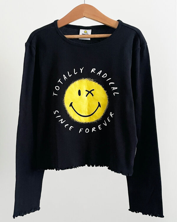 חולצה שחורה עם סמיילי לילדות Smiley World