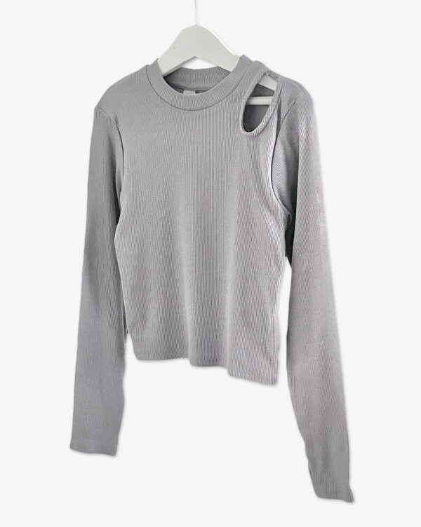 חולצת ריב אפורה עם פתח בכתף H&M
