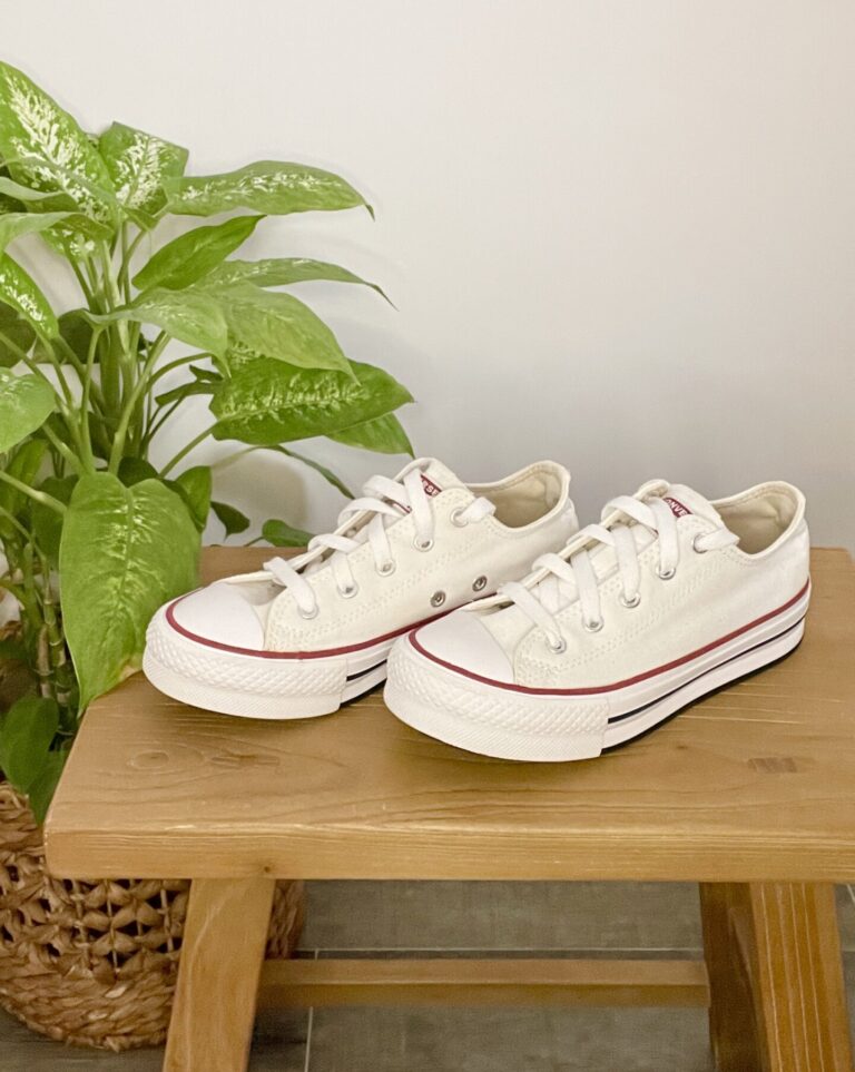 אולסטאר נמוכות פלטפורמה לבן לילדות Converse