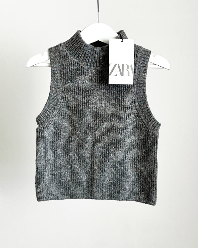 ווסט סריג אפור מנצנץ לילדות ZARA
