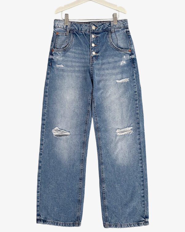 ג'ינס בגזרה רחבה עם קרעים לילדות ZARA