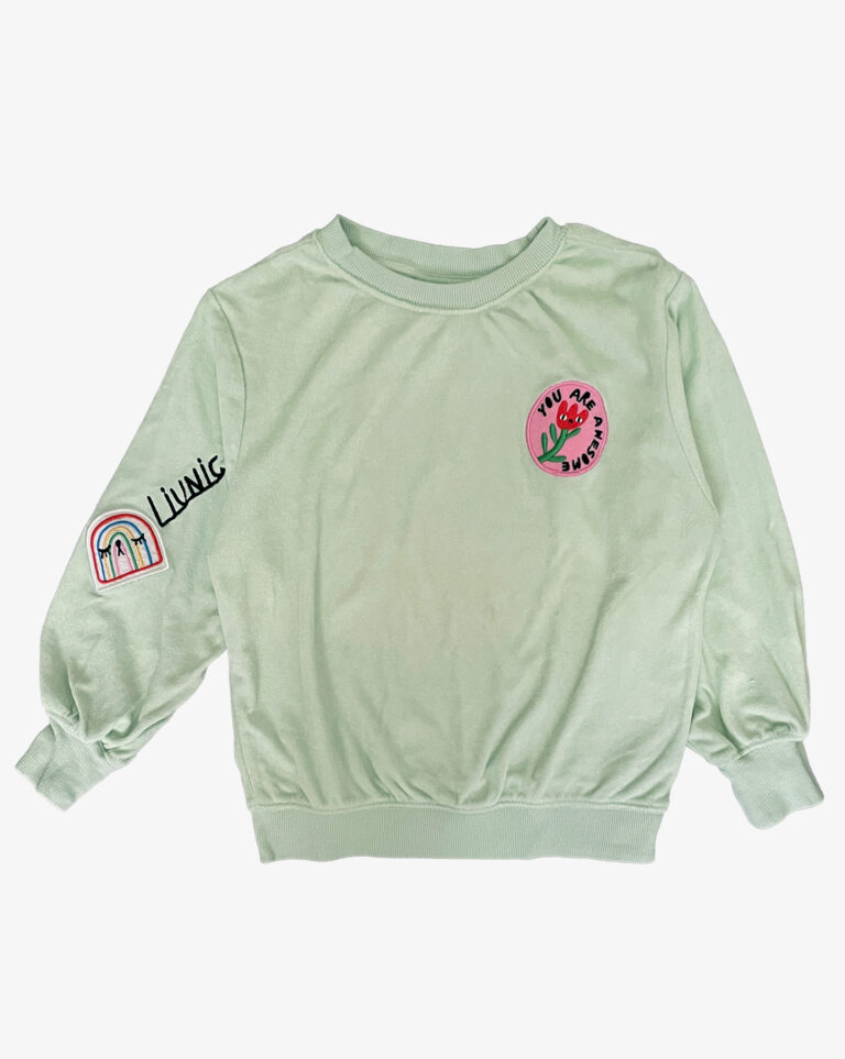 סווטשירט מגבת ירוק מנטה לילדות H&M Liunic