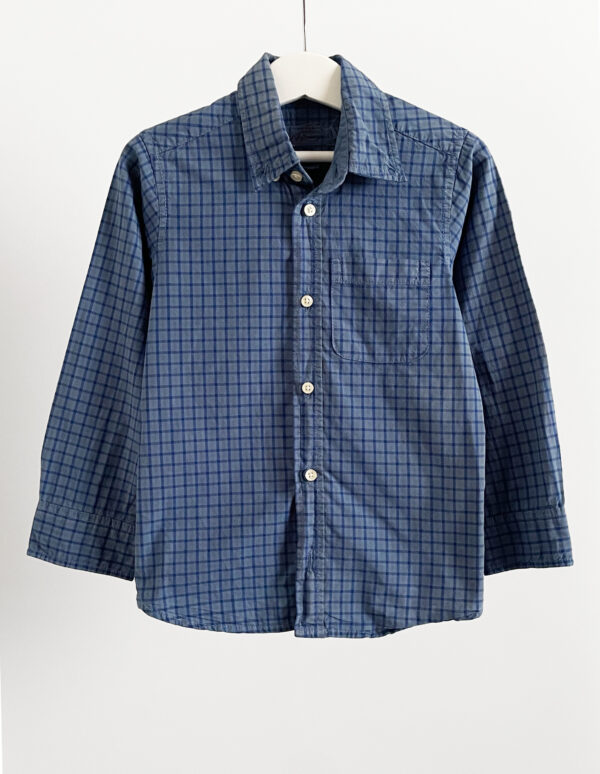 חולצת כפתורים משבצות כחול לילדים H&M