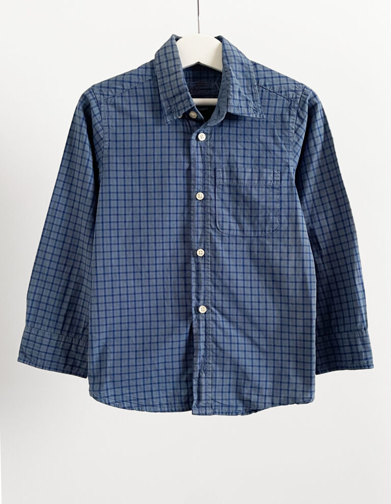 חולצת כפתורים משבצות כחול לילדים H&M