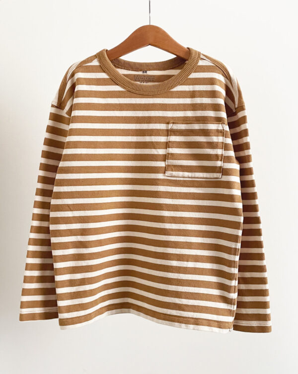 חולצת פסים חום שמנת לילדים H&M